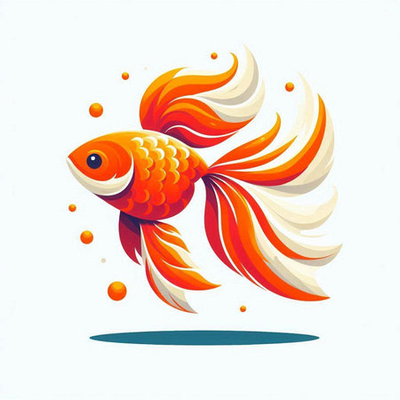 Goldfish in the water. Vector illustration of a goldfish.のイラスト素材
