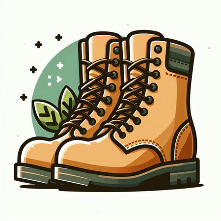 Illustration of a hiking boot on a white background, vector illustrationのイラスト素材