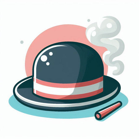 Illustration of a hat with a smoking pipe on a white backgroundのイラスト素材