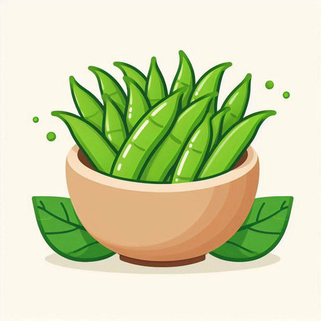 Green aloe vera plant in a bowl. Vector illustration.のイラスト素材