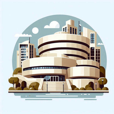 Modern building in the style of a flat design. Vector illustration.のイラスト素材