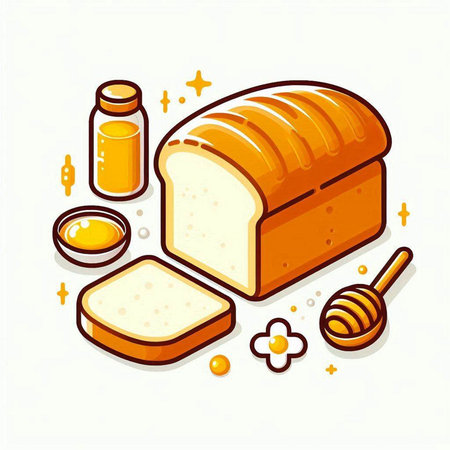 Bread and honey. Isometric vector illustration in flat style.のイラスト素材