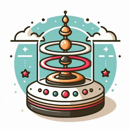 Circus round colorful icon. Vector illustration in flat cartoon style.のイラスト素材