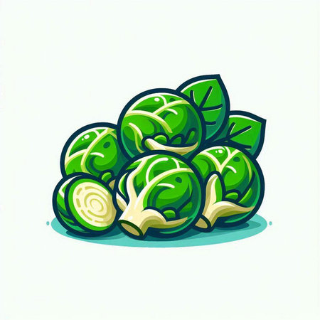Brussels sprouts isolated on white background. Vector illustration.のイラスト素材