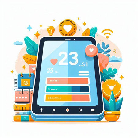 Smartphone with social media app on screen. Flat style vector illustration.のイラスト素材