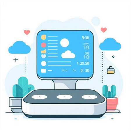 Vector illustration of a computer monitor with cloud computing on the screen.のイラスト素材