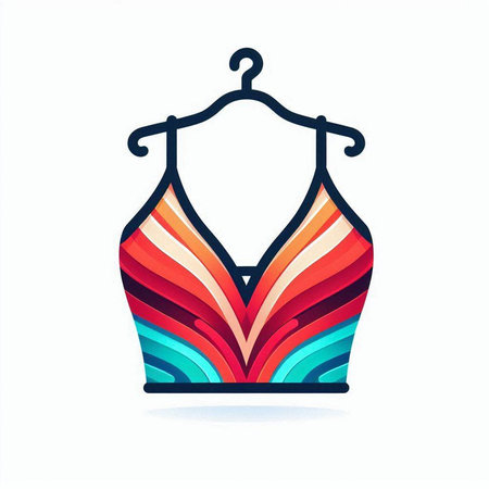 Women's swimsuit on a hanger. Colorful vector illustration.のイラスト素材