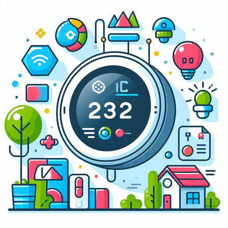 Vector illustration of smart watch on white background. Line art style design for web, site, advertising, banner, poster, board and print.のイラスト素材