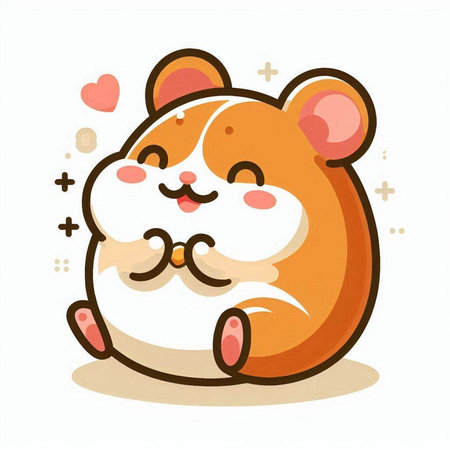 Cute hamster on white background. Vector illustration of hamster.のイラスト素材