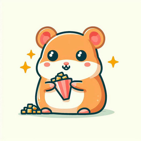 Cute cow eating rice with chopsticks. Vector cartoon illustration.のイラスト素材