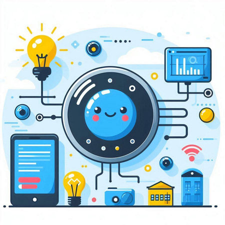 Flat design modern vector illustration concept of smart home technology for web and mobile applicationsのイラスト素材