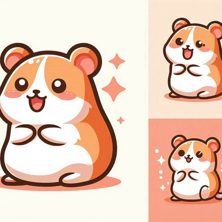 Cute hamster in different poses and colors. Vector illustration.のイラスト素材