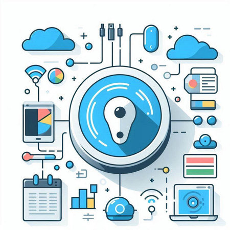 Modern flat design vector illustration concept of cloud computing and internet technology.のイラスト素材