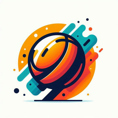 Basketball ball icon. Sport symbol. Abstract colorful background. Vector illustration.のイラスト素材