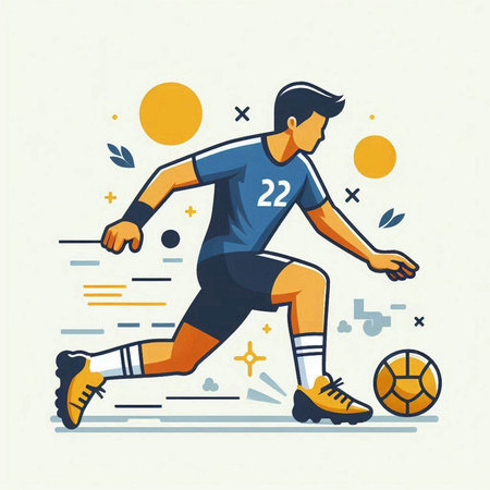 Soccer player in action. Vector illustration in flat design style.のイラスト素材
