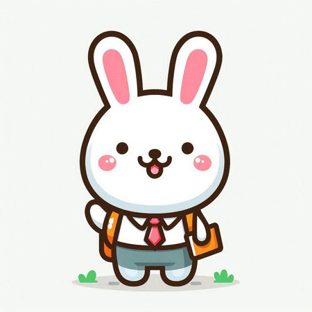 Cute rabbit wearing business suit. Cartoon character. Vector illustration.のイラスト素材
