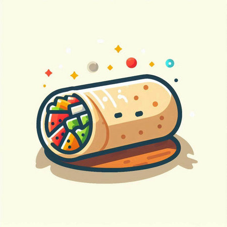 Mexican burrito vector illustration. Traditional mexican food.のイラスト素材