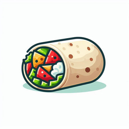 Mexican burrito, traditional mexican food vector illustration.のイラスト素材