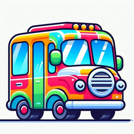 Colorful school bus on a white background. Vector illustration for your designのイラスト素材