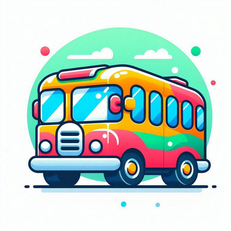 Vector illustration of school bus. Colorful flat design. Isolated on white background.のイラスト素材