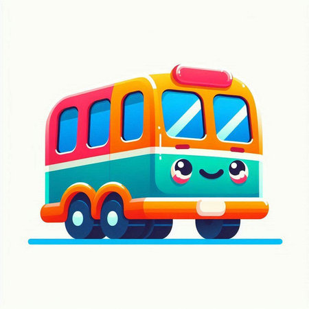 cartoon bus on white background, vector illustration, eps10のイラスト素材