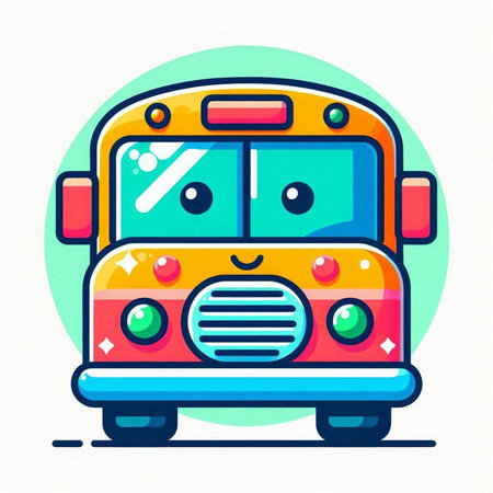 Cute cartoon school bus on a white background. Vector illustration.のイラスト素材