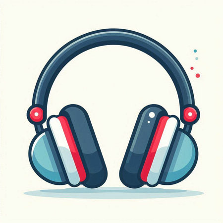 Vector illustration of headphones icon on white background. Flat design style.のイラスト素材
