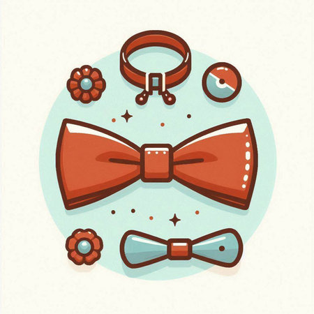 Vector illustration of a bow tie and accessories for men on light backgroundのイラスト素材