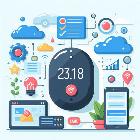 Flat design vector illustration concept of cloud computing and internet of things.のイラスト素材