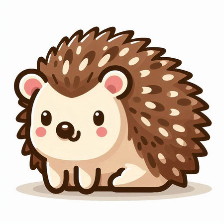 Cute hedgehog isolated on white background. Vector cartoon illustration.のイラスト素材