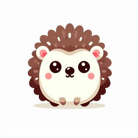 Cute little hedgehog isolated on white background. Vector illustration.のイラスト素材