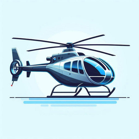 Helicopter vector illustration. Blue and white colors. Vector illustration.のイラスト素材