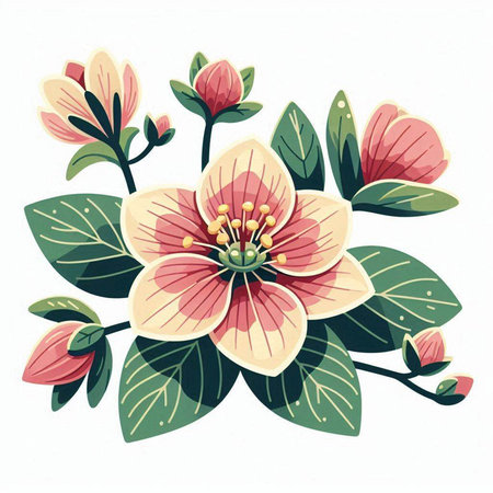 Decorative flowers on white background. Vector illustration for your design.のイラスト素材