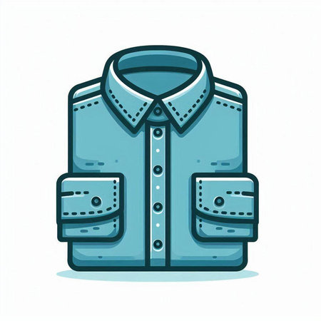 Blue shirt with pockets isolated on white background. Vector illustration in cartoon style.のイラスト素材