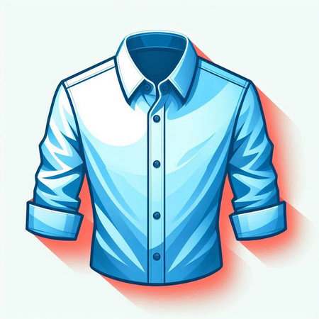 Blue shirt with a collar on a white background. Vector illustration.のイラスト素材