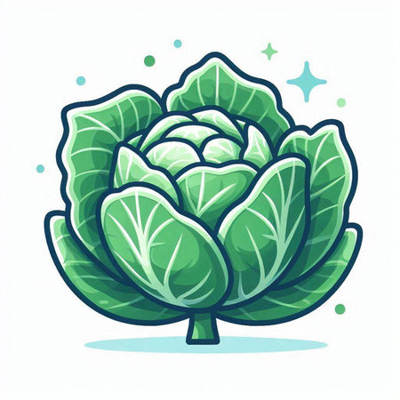 Cabbage isolated on white background. Vector illustration in cartoon style.のイラスト素材