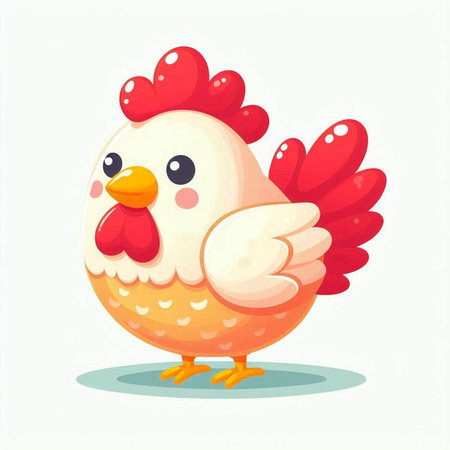 Cute cartoon rooster isolated on white background. Vector illustration.のイラスト素材