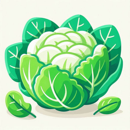 Cabbage. Vector illustration of a cabbage. Cabbage with leaves.のイラスト素材