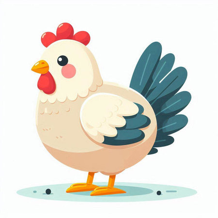 Cute cartoon chicken. Vector illustration isolated on a white background.のイラスト素材