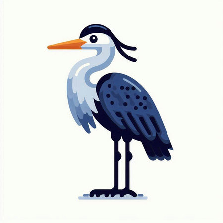 Vector illustration of a stork on a white background. Cartoon character.のイラスト素材