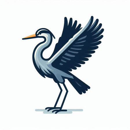 Cartoon stork on a white background. Vector illustration of a bird.のイラスト素材