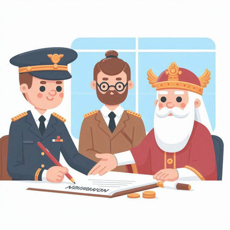 Pilot and stewardess in uniform. Cartoon vector illustration.のイラスト素材