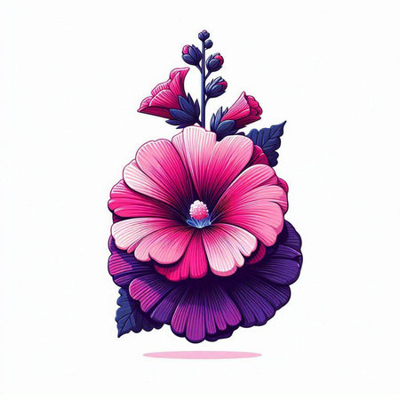 Hibiscus flower, sketch for your design. Vector illustrationのイラスト素材