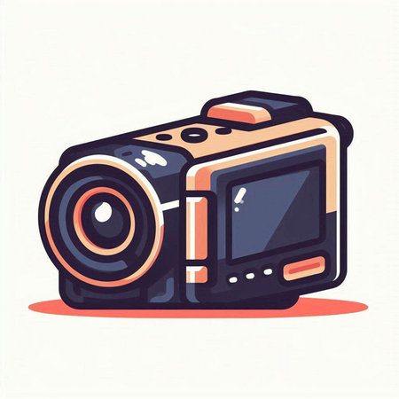 Vector illustration of modern digital camera on white background. Flat style.のイラスト素材
