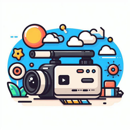Video camera. Modern flat design vector concept illustration for web, mobile and infographics.のイラスト素材