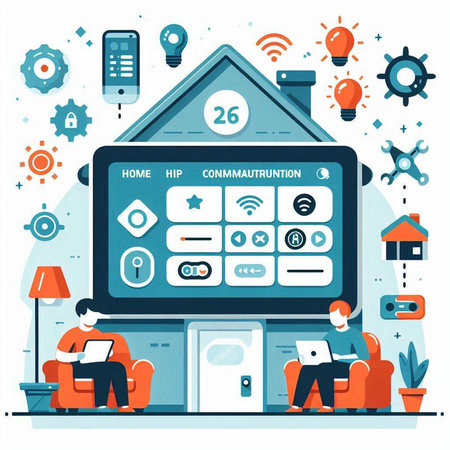 Smart home system. Flat design vector illustration concept for web banner, website pageのイラスト素材
