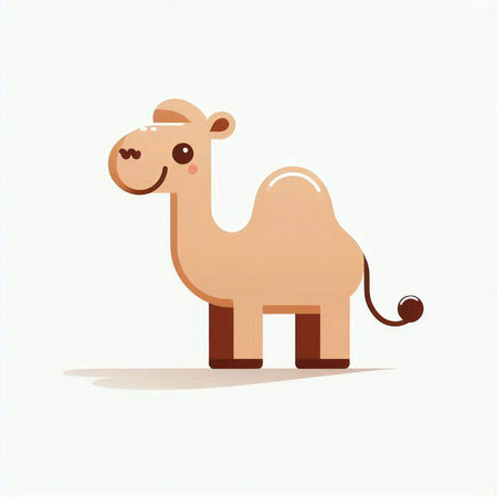 Cute camel isolated on white background. Vector illustration. Cartoon style.のイラスト素材
