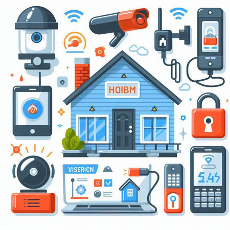 Vector illustration of a set of icons on the topic of home security.のイラスト素材