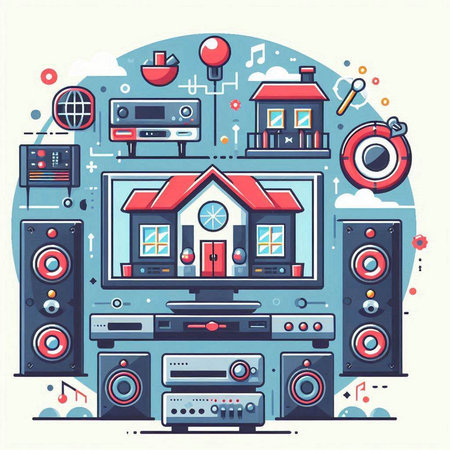Home automation system. Vector illustration in flat style. Home automation system.のイラスト素材