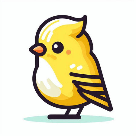 Cute little yellow bird. Vector illustration in flat cartoon style.のイラスト素材